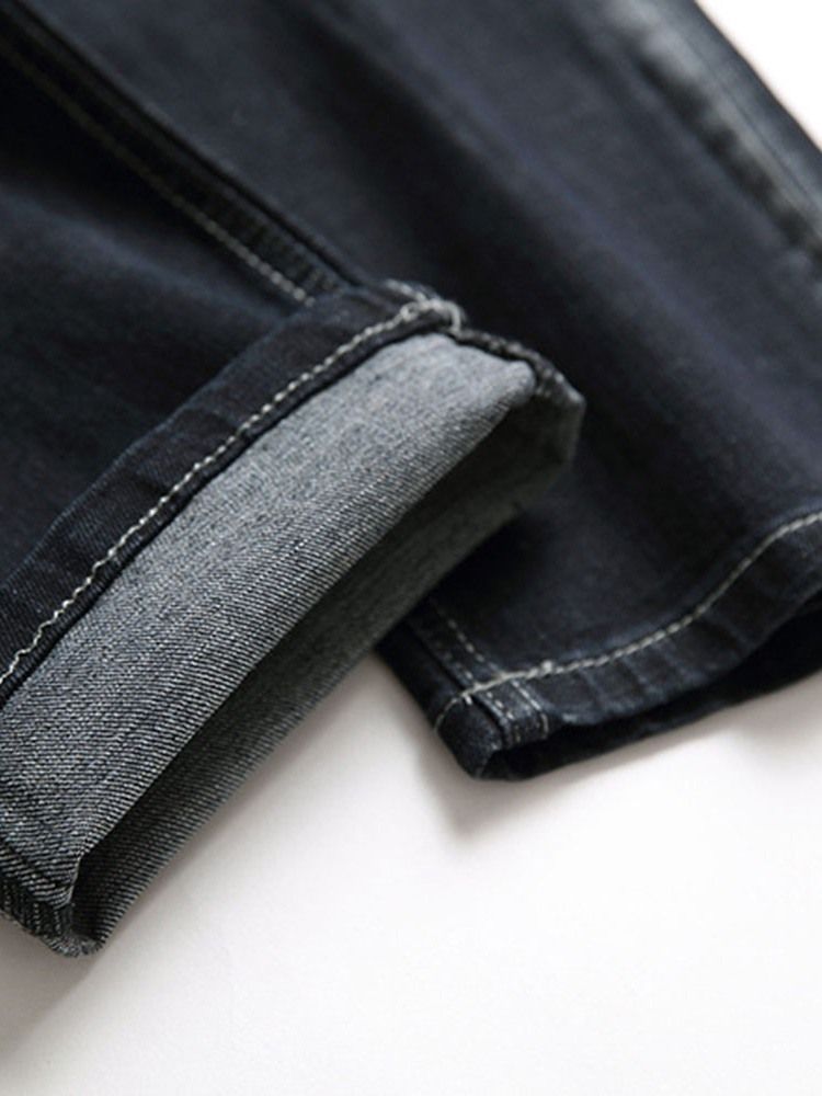 Herren Getragene Jeans Mit Geradem Reißverschluss Und Mittlerer Taille