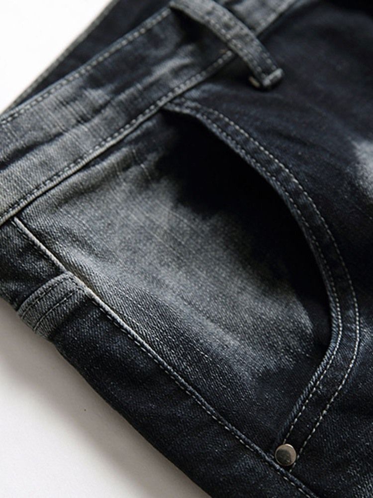 Herren Getragene Jeans Mit Geradem Reißverschluss Und Mittlerer Taille