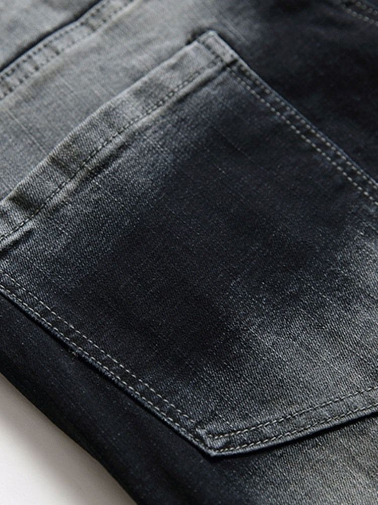 Herren Getragene Jeans Mit Geradem Reißverschluss Und Mittlerer Taille