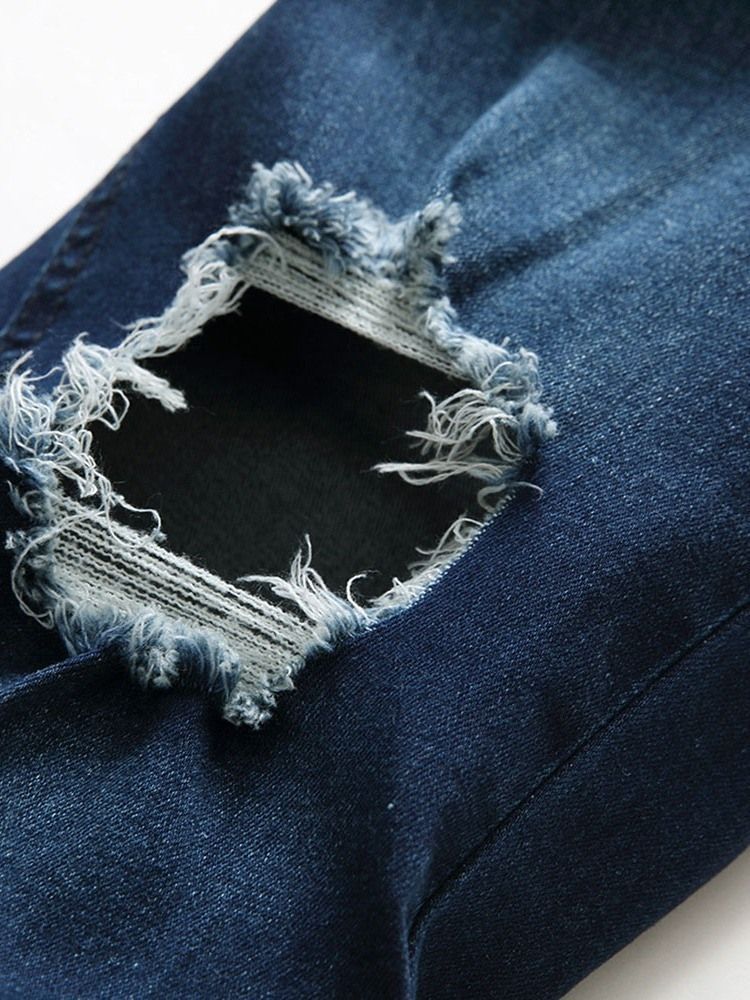 Herren-jeans Mit Einfachem Loch Und Mittlerem Bund Mit Reißverschluss