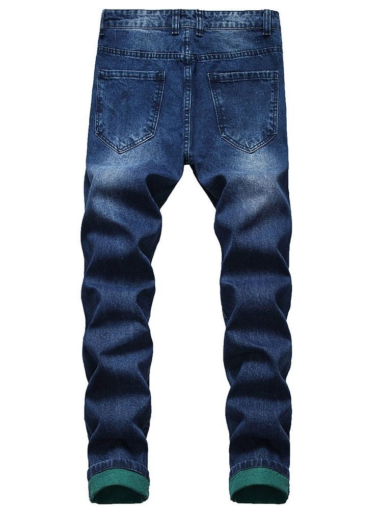 Herren-jeans Mit Geradem Loch In Colour-block-optik Mit Mittelhohem Bund