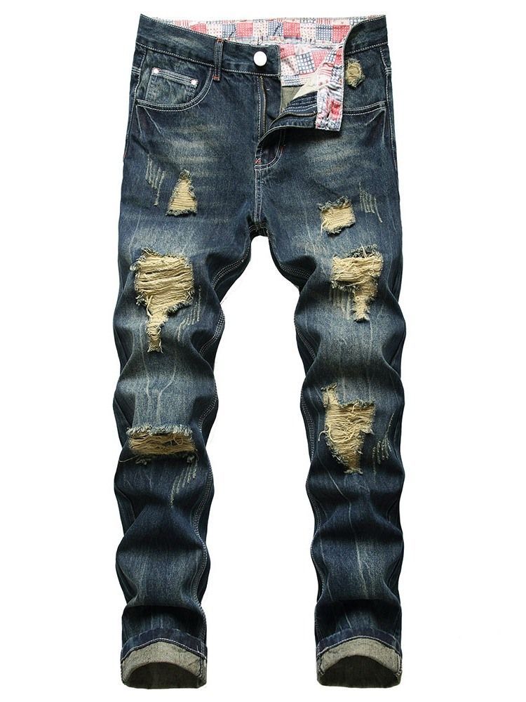 Herren-jeans Mit Geradem Loch Und Mittlerem Bund