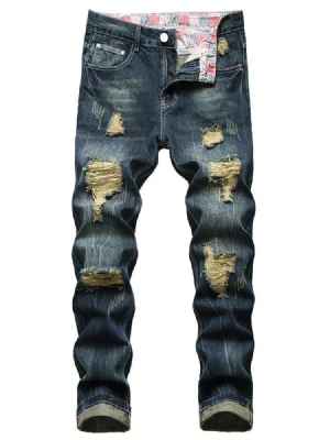 Herren-jeans Mit Geradem Loch Und Mittlerem Bund