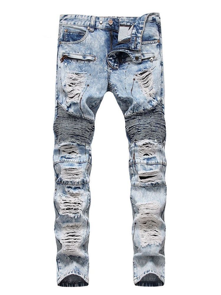 Herren-jeans Mit Geradem Print Mit Mittlerem Bund Und Reißverschluss