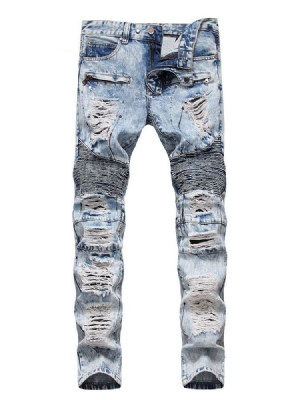 Herren-jeans Mit Geradem Print Mit Mittlerem Bund Und Reißverschluss