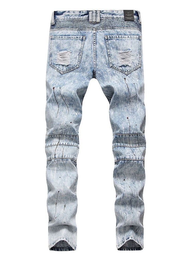 Herren-jeans Mit Geradem Print Mit Mittlerem Bund Und Reißverschluss