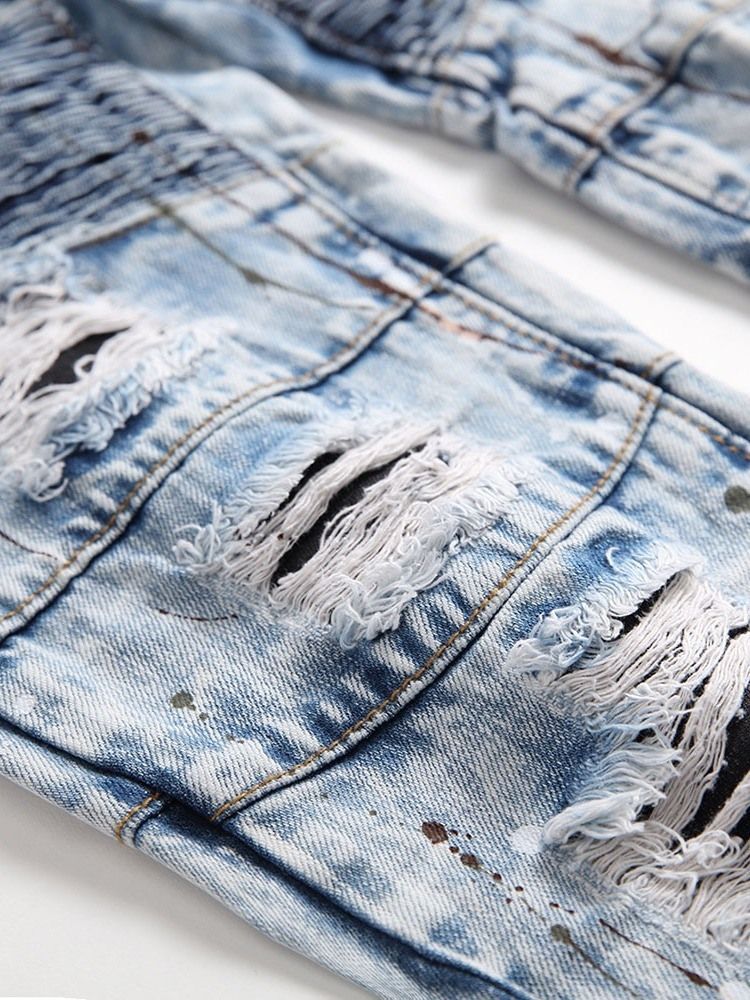 Herren-jeans Mit Geradem Print Mit Mittlerem Bund Und Reißverschluss