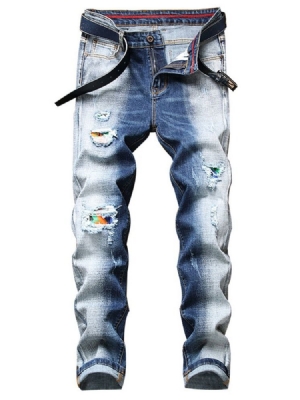 Herren-jeans Mit Geradem Print Und Mittlerer Taille