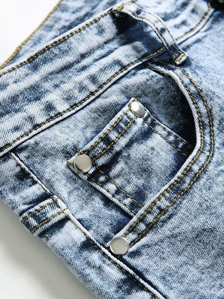 Herren-jeans Mit Geradem Reißverschluss Mit Print