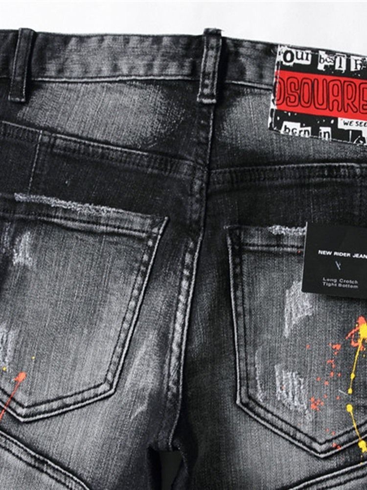 Herren-jeans Mit Gerader Stickerei In Europa Mit Mittlerer Taille