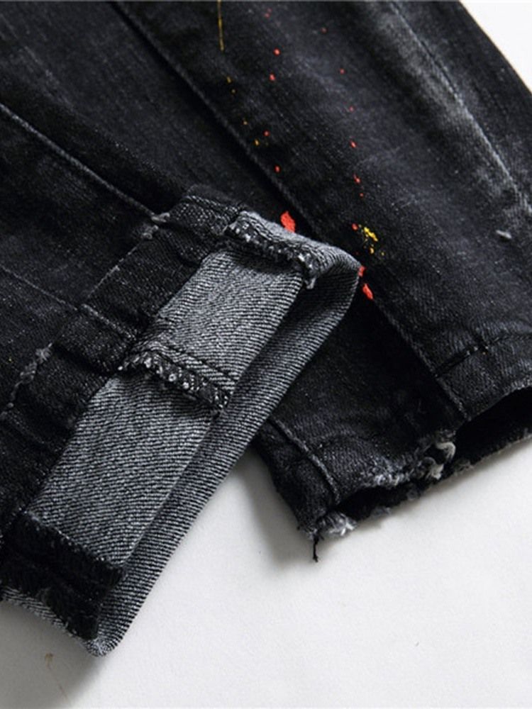 Herren-jeans Mit Gerader Stickerei In Europa Mit Mittlerer Taille