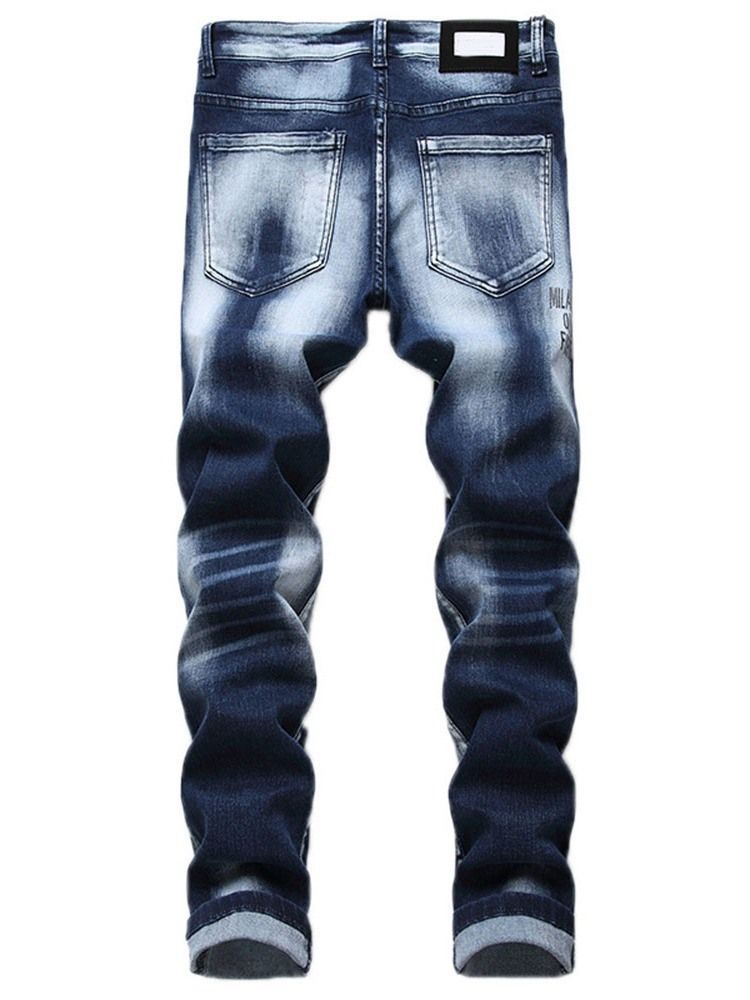 Herren Lässige Jeans Mit Lochmuster Und Mittlerer Taille