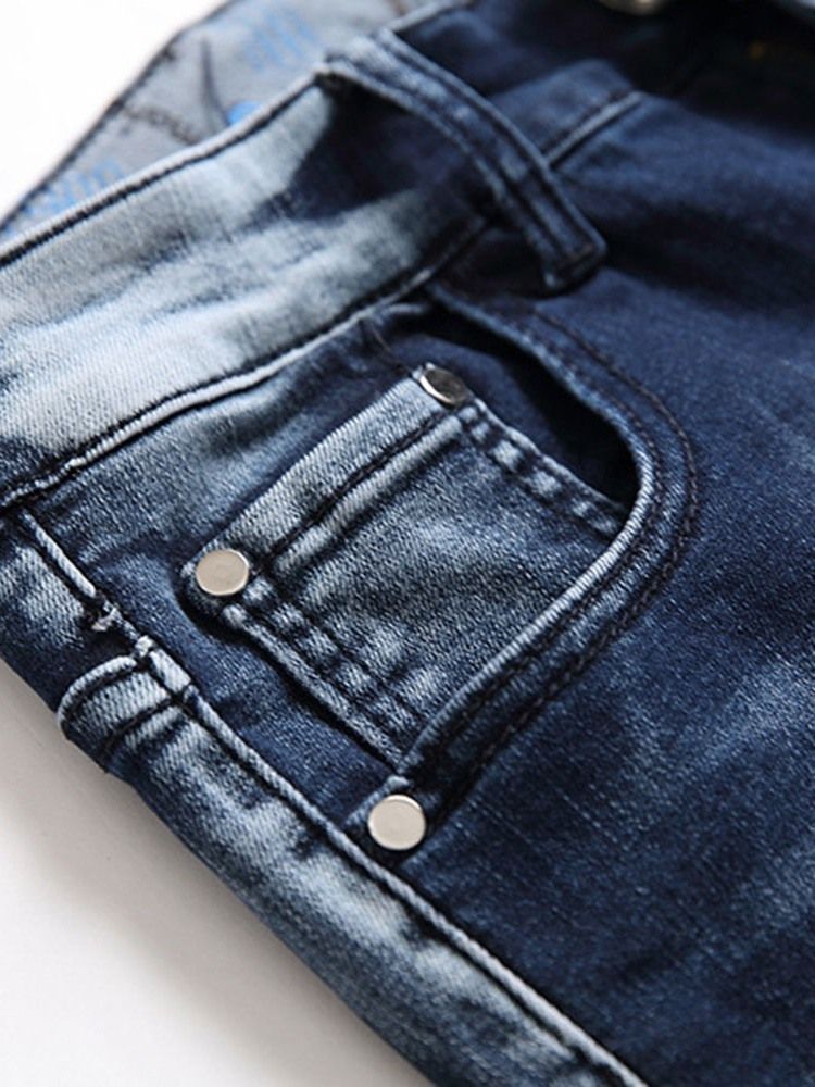 Herren Lässige Jeans Mit Lochmuster Und Mittlerer Taille