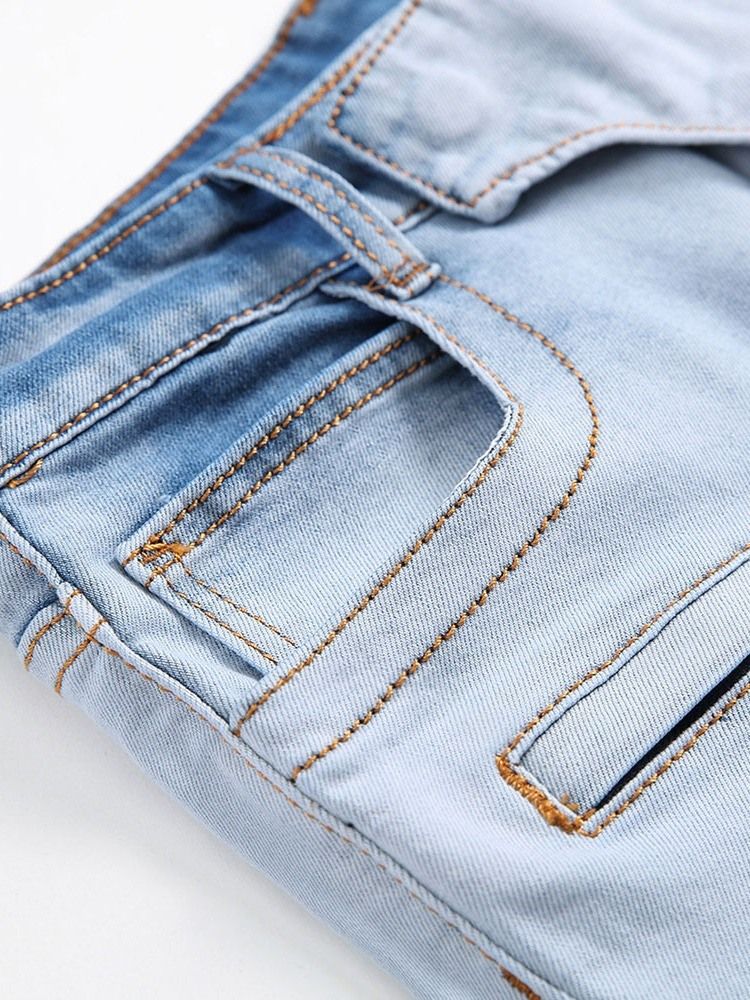 Herren Plissierte Gerade Europäische Jeans Mit Mittlerer Taille