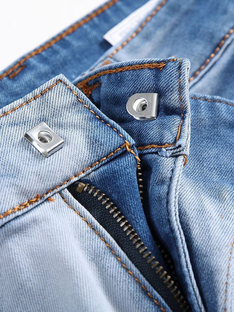 Herren Plissierte Gerade Europäische Jeans Mit Mittlerer Taille