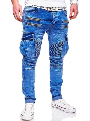 Herren Schlichte Zipper Pencil Pants Casual Zipper Jeans