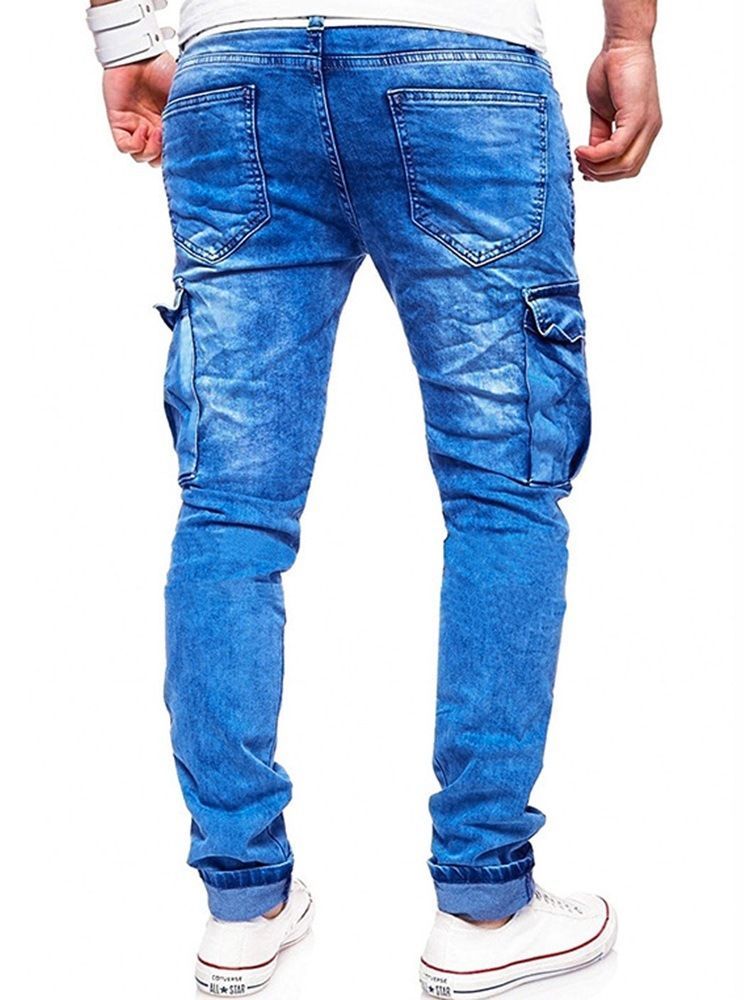 Herren Schlichte Zipper Pencil Pants Casual Zipper Jeans