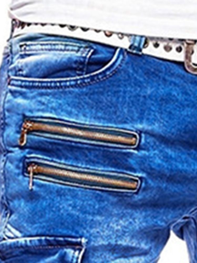 Herren Schlichte Zipper Pencil Pants Casual Zipper Jeans