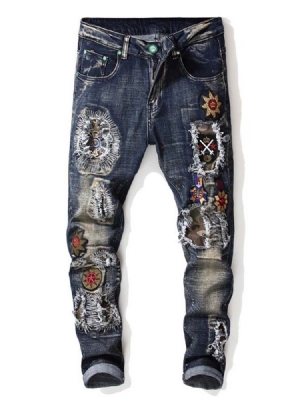 Herren-vintage-jeans Mit Mittlerer Taille