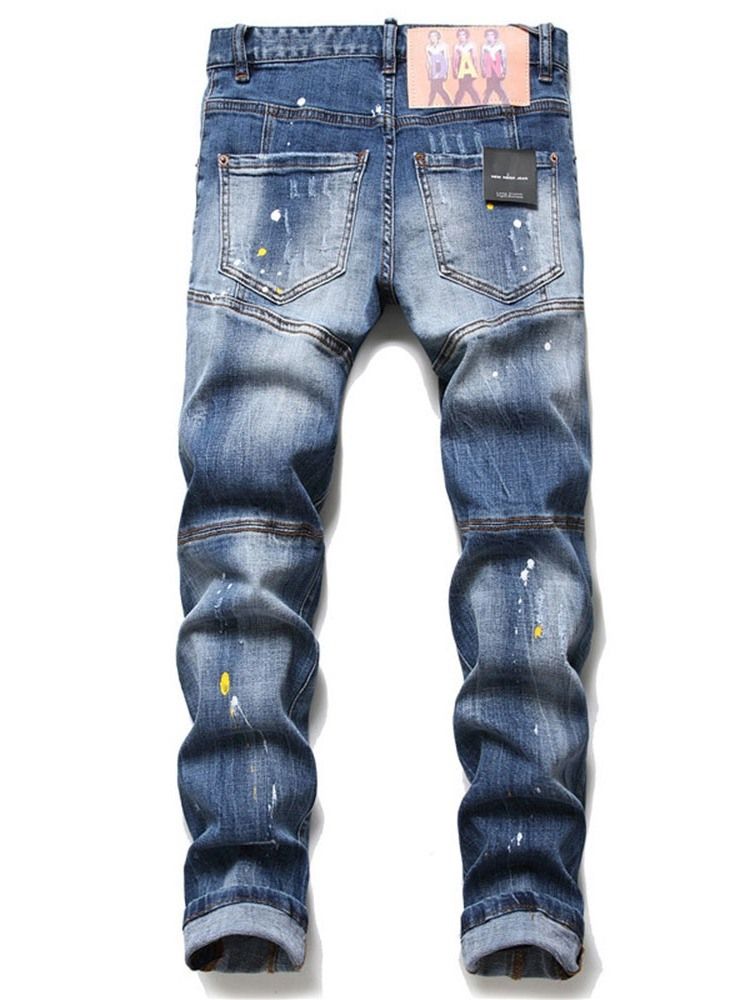 Herrennummer Gerade Getragene Europäische Jeans Mit Mittlerer Taille