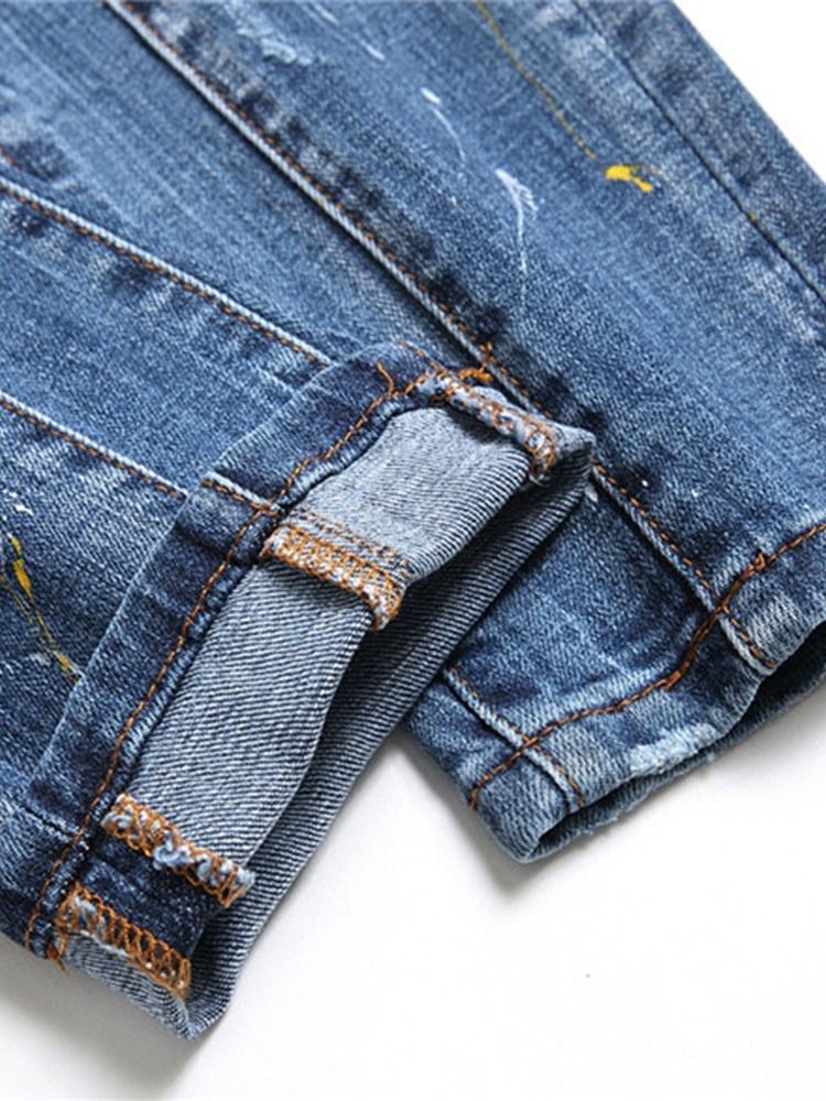 Herrennummer Gerade Getragene Europäische Jeans Mit Mittlerer Taille