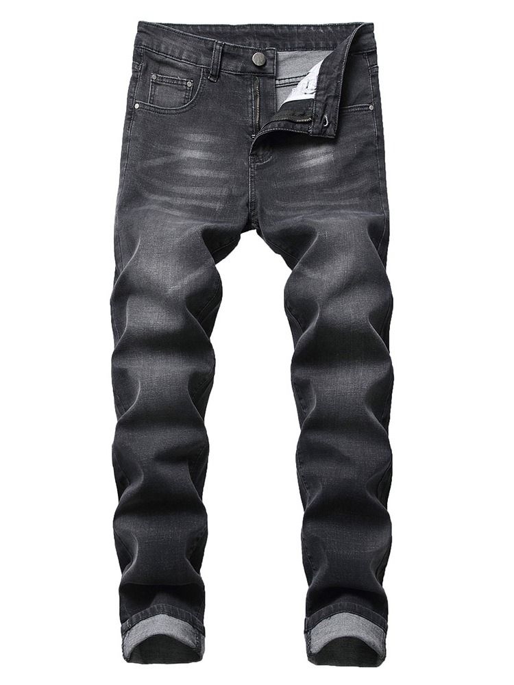 Knöpfe Farbblock Lässige Herren Jeans Mit Mittlerer Taille