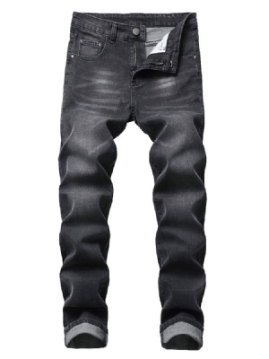 Knöpfe Farbblock Lässige Herren Jeans Mit Mittlerer Taille