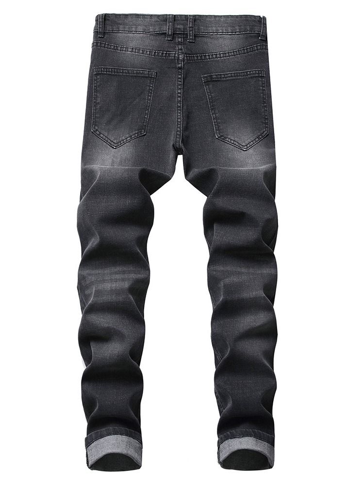 Knöpfe Farbblock Lässige Herren Jeans Mit Mittlerer Taille