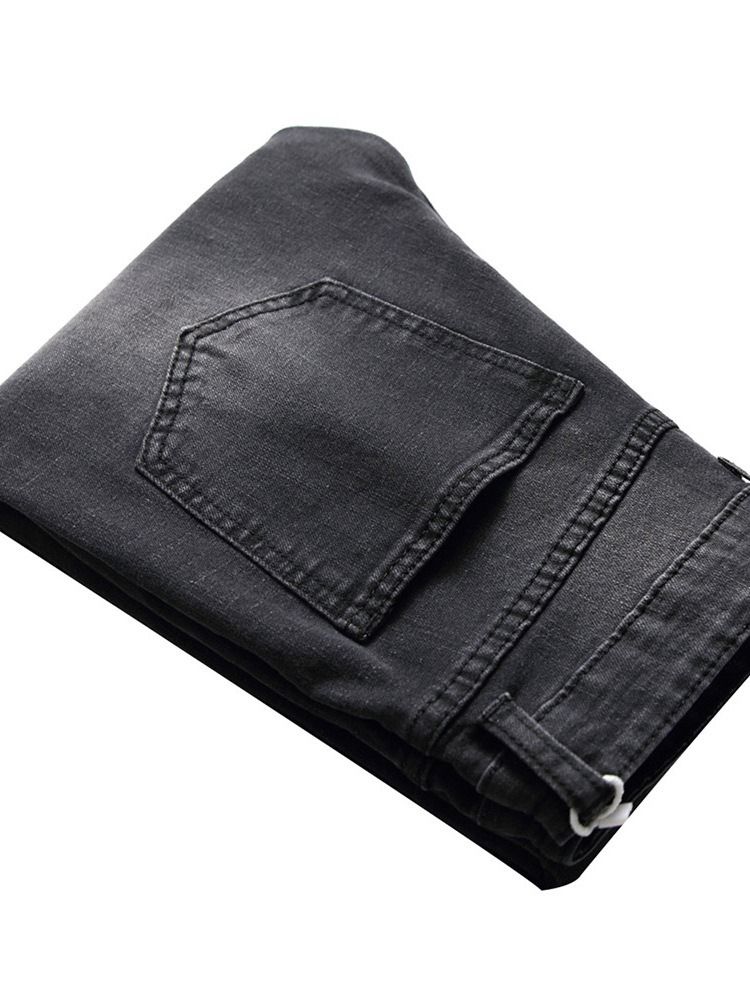 Knöpfe Farbblock Lässige Herren Jeans Mit Mittlerer Taille