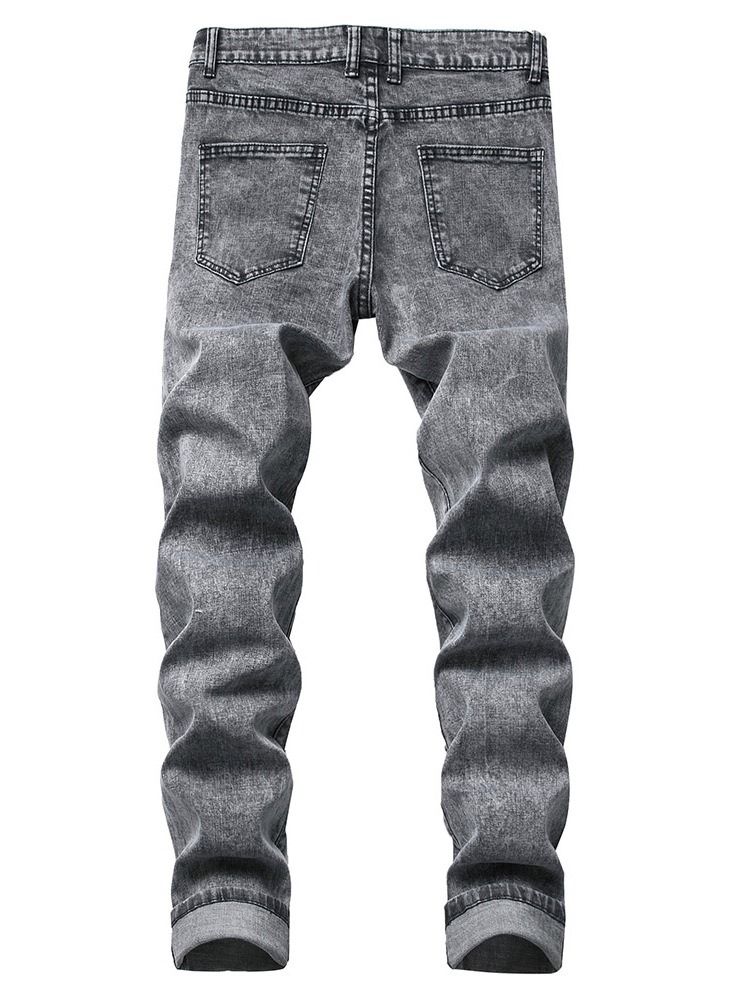 Knöpfe Farbblock Lässige Herren Jeans Mit Mittlerer Taille