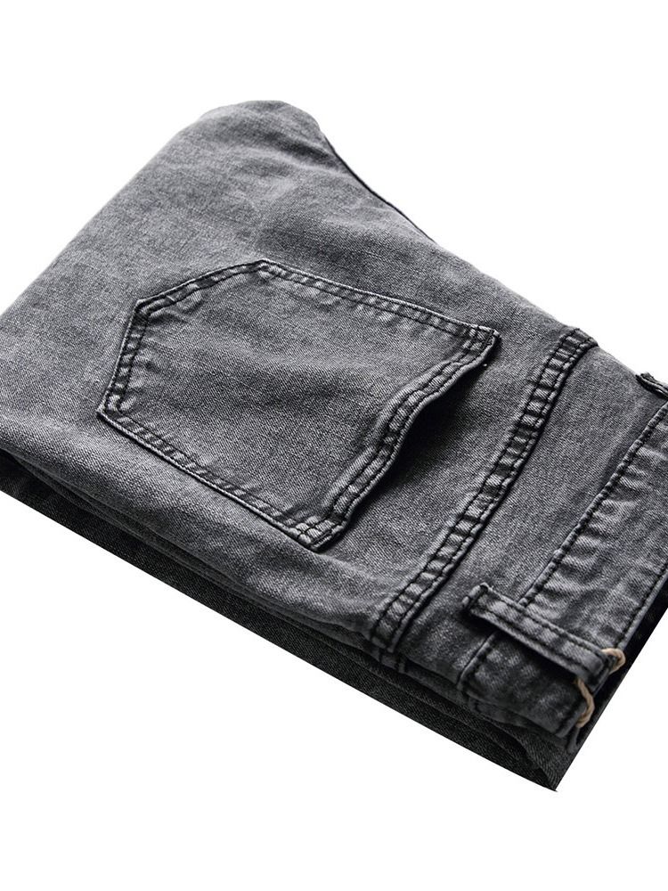 Knöpfe Farbblock Lässige Herren Jeans Mit Mittlerer Taille