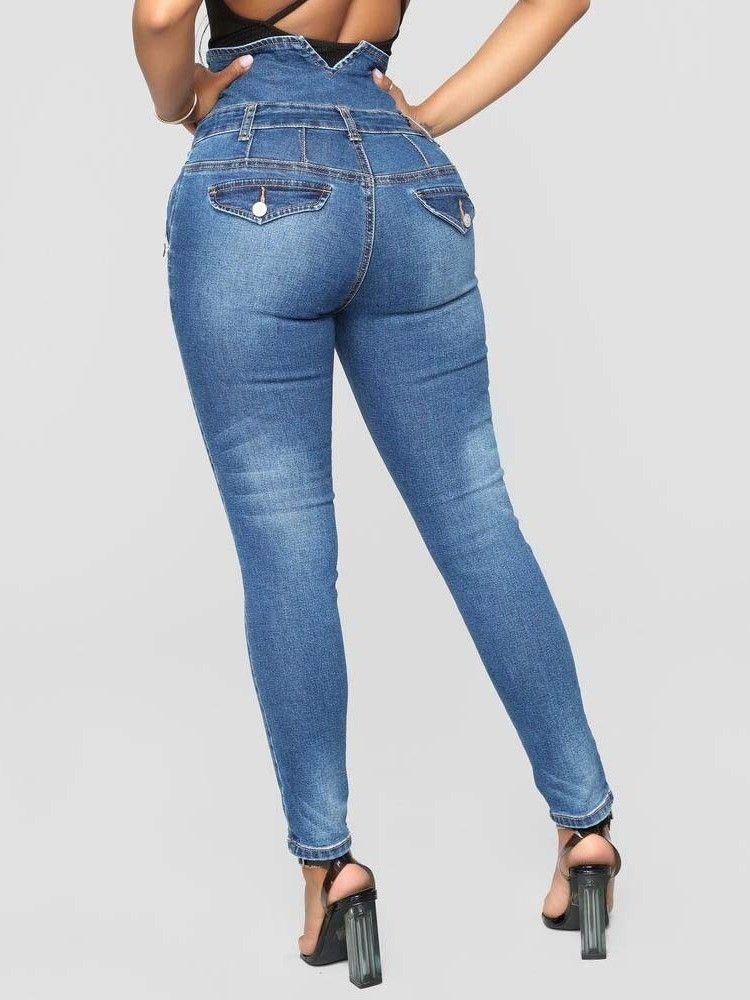 Knöpfe High Waist Slim Damenjeans