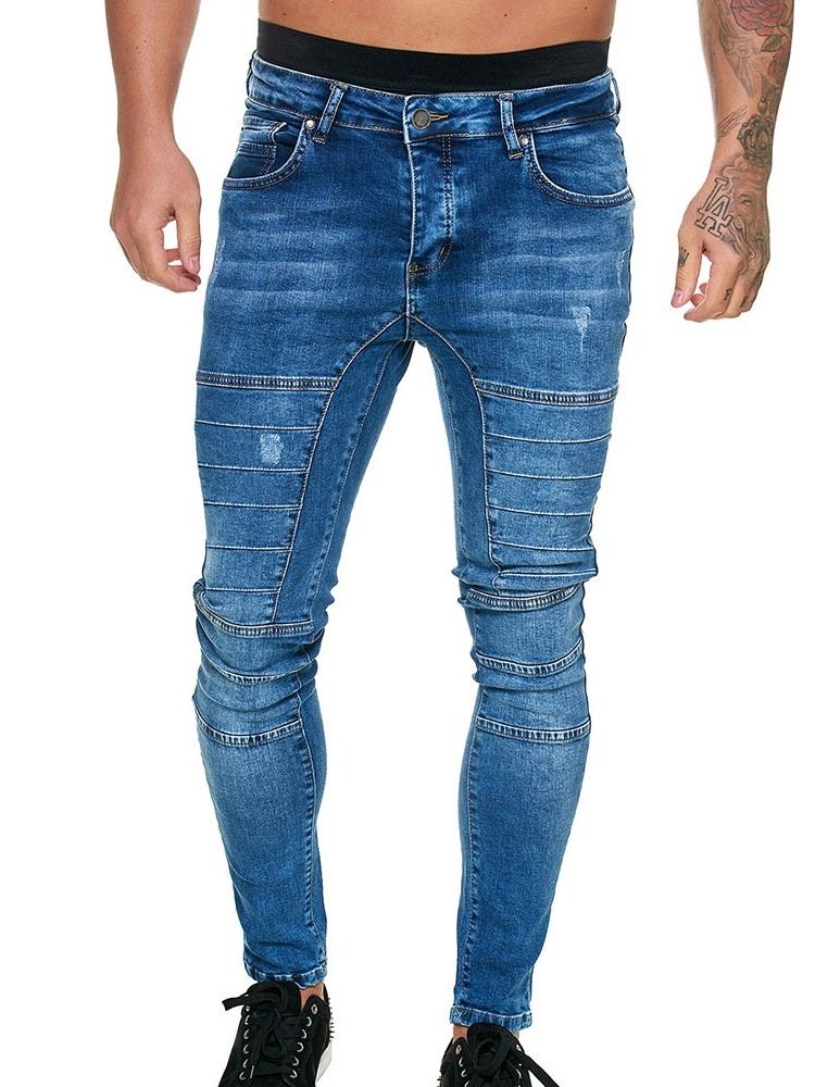 Knöpfe Schlichte Bleistifthose Herren Freizeitjeans