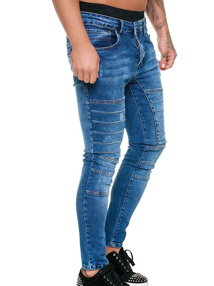 Knöpfe Schlichte Bleistifthose Herren Freizeitjeans