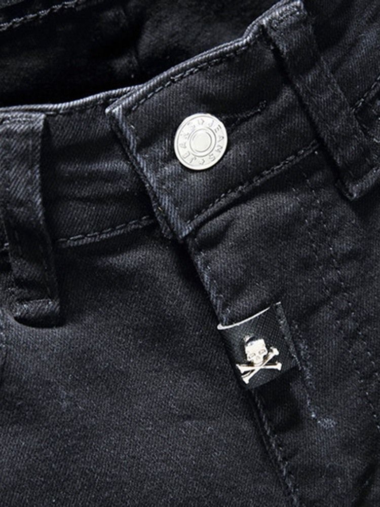 Letter Worn Pencil Pants European Zipper Herrenjeans