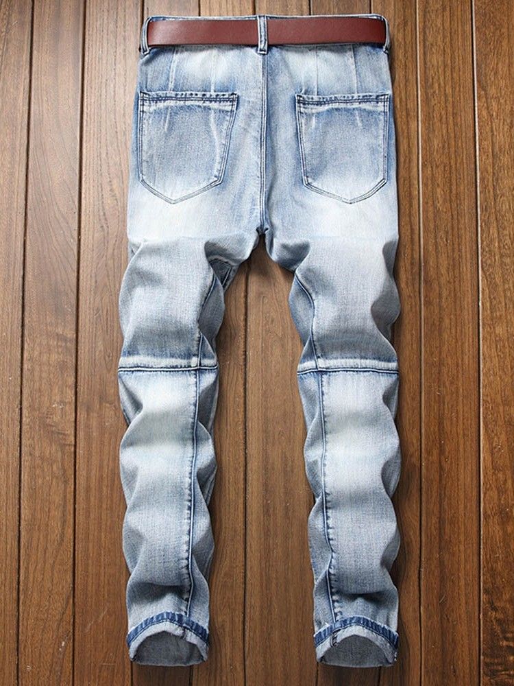 Loch Gerader Reißverschluss Micro-elastic Herren Freizeitjeans