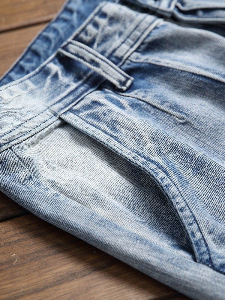 Loch Gerader Reißverschluss Micro-elastic Herren Freizeitjeans