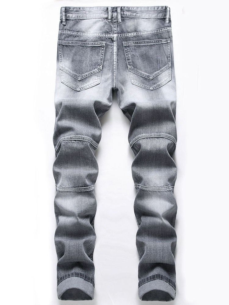 Loch Reißverschluss Mid Waist Herren Jeans