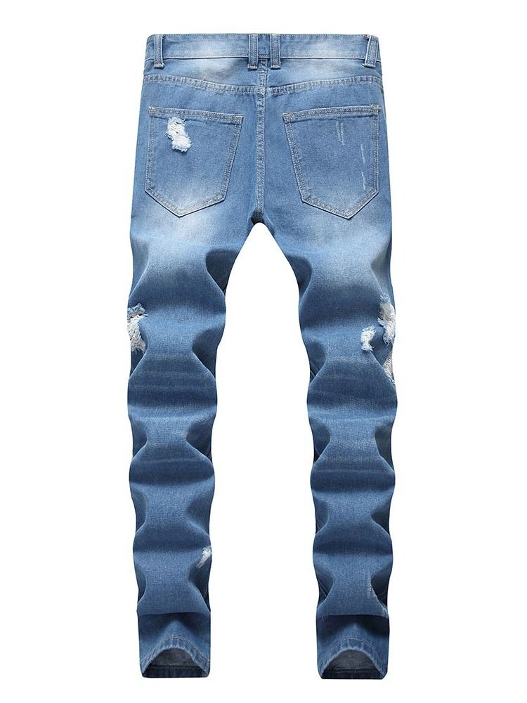 Männer Getragene Casual Jeans Mit Reißverschluss