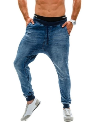 Patchwork Bleistifthose Europäische Herren Jeans Mit Mittlerer Taille