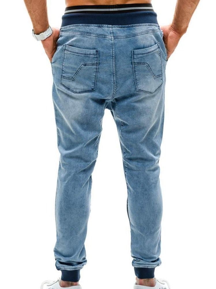 Patchwork Bleistifthose Europäische Herren Jeans Mit Mittlerer Taille