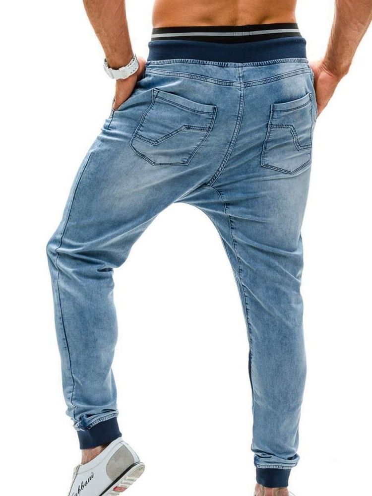 Patchwork Bleistifthose Europäische Herren Jeans Mit Mittlerer Taille