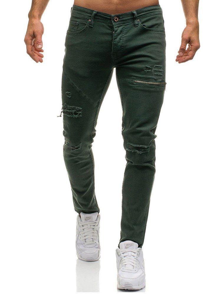 Plain Inelastic Worn Herren Casual Zerrissene Jeans