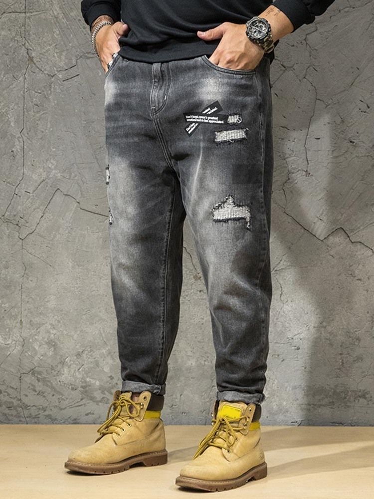 Pocket Color Block Reißverschluss Herren Taillenjeans