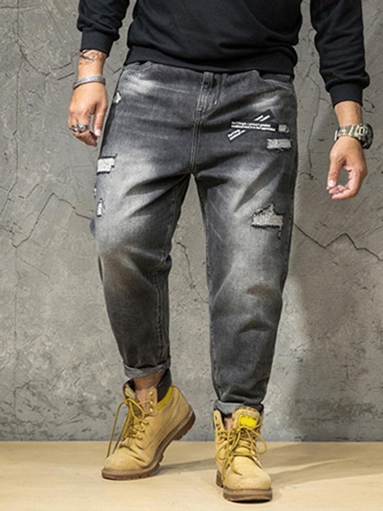 Pocket Color Block Reißverschluss Herren Taillenjeans