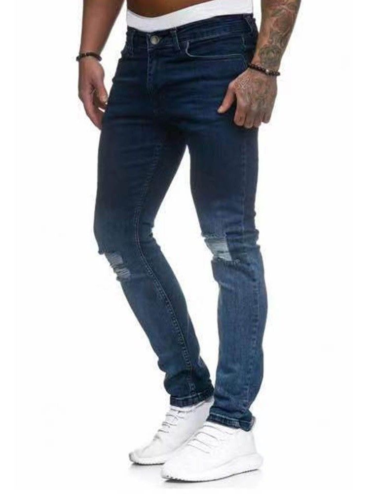 Pocket Gradient Pencil Pants Zipper Herren Casual Jeans