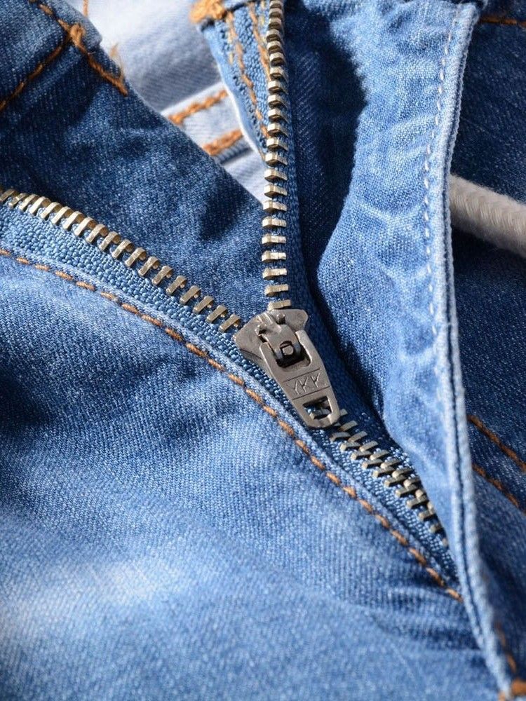 Pocket Gradient Straight Casual Zipper Herrenjeans