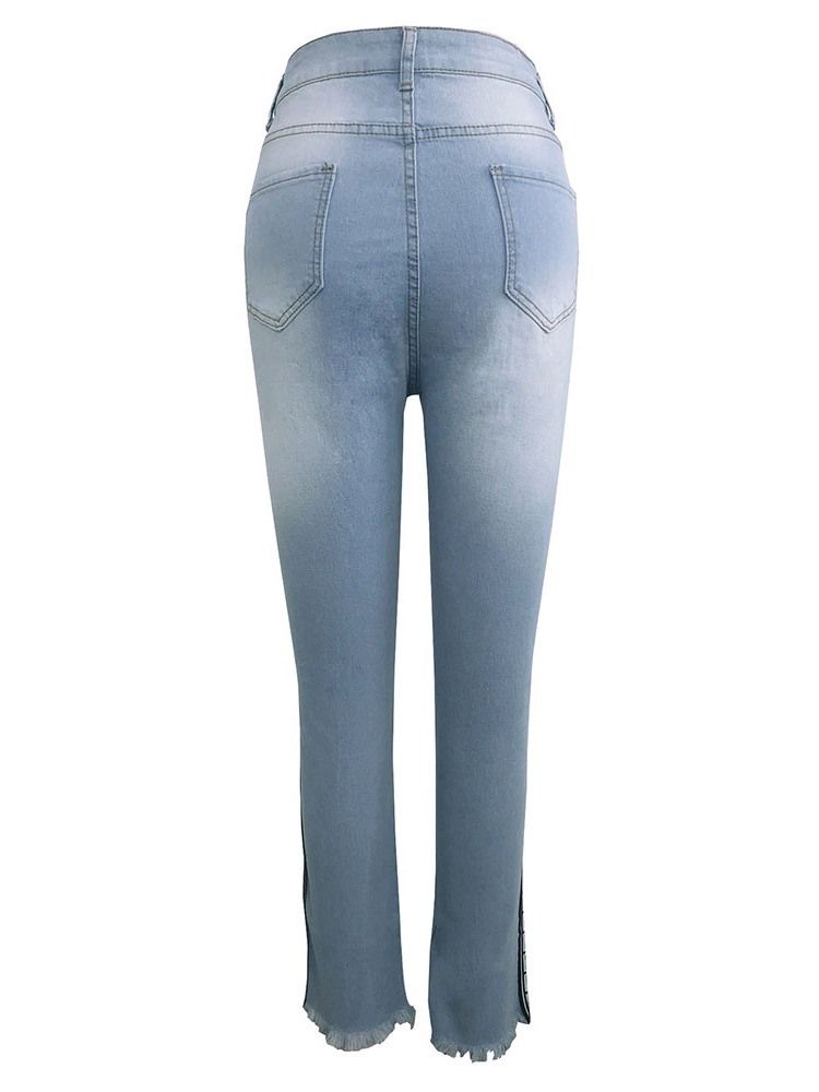 Print Pencil Pants Geometrisch Skinny Damen Jeans Mit Hoher Taille