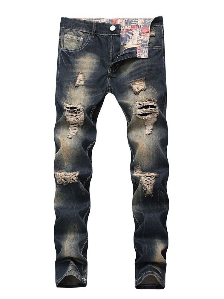 Reißverschluss Straight Herren Freizeitjeans