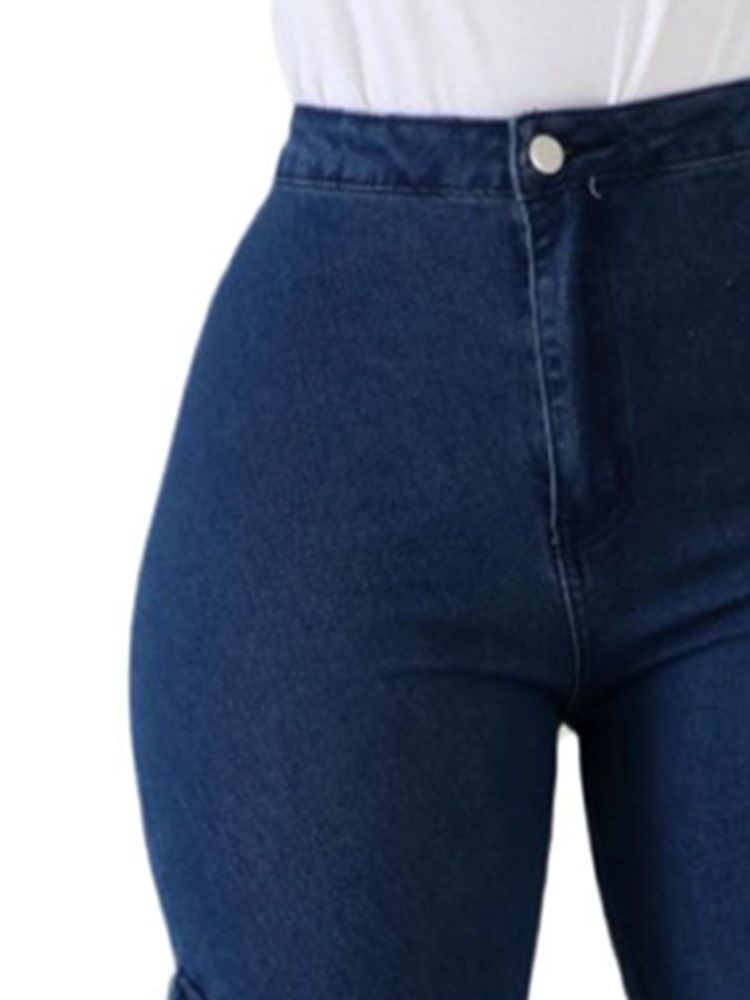 Schlaghosen Für Damen Einfarbig Hoch Tailliert Schmale Jeans